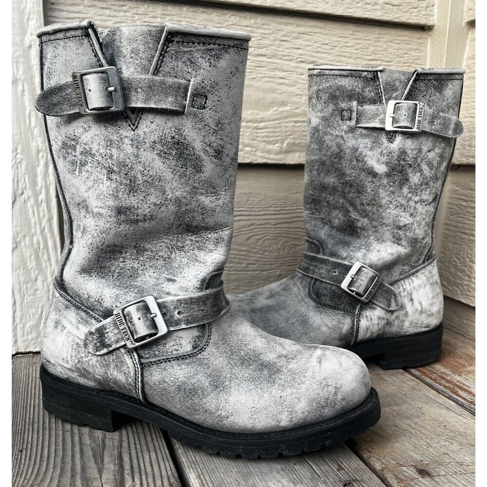 Ride Tecs Men's 10.5 Stonewash Engineer Biker Boots 1440SBK